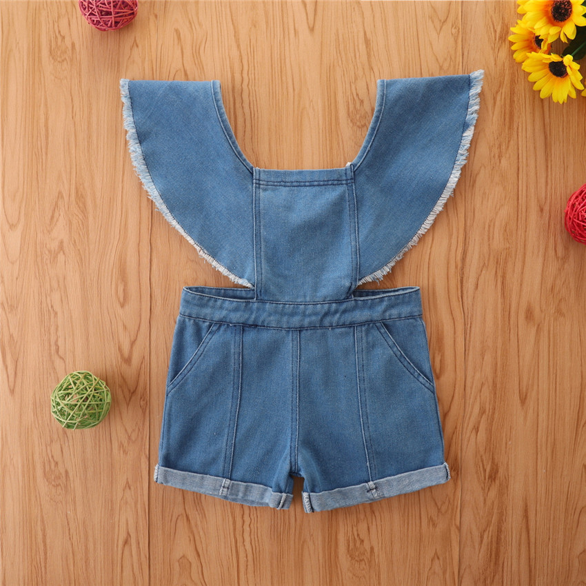 

Baby Girls New Summer Jumpsuit Trousers Kids denim suspender Overalls Girl Clothes, As picture