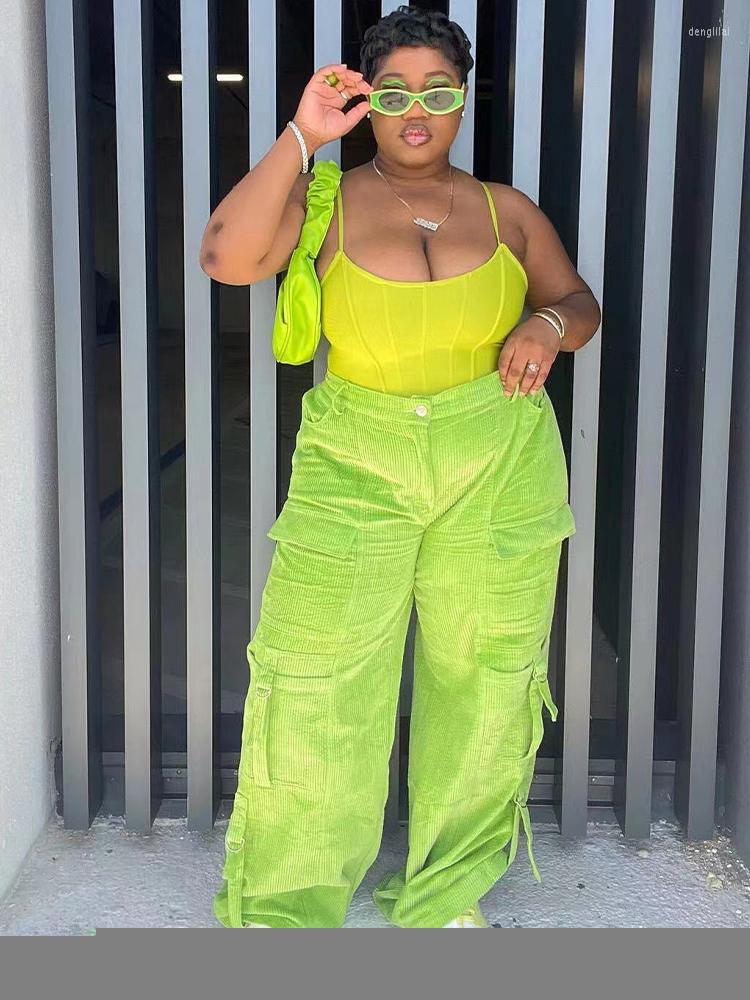 

Pants ZJFZML ZZ Plus Size Sportswear Straight Jogger Trouser For Women High Waisted Button Up Side Pockets Wide Leg Corduroy Trousers, Black