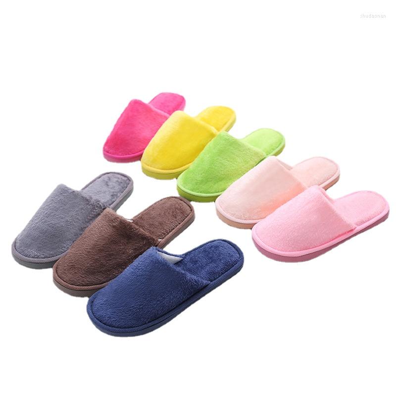

Slippers Solid Color Winter Indoor Cotton For Men Women Autumn Plush Warm Soft Eva Slipper No Slip Floor Shoes Unisex, Pink