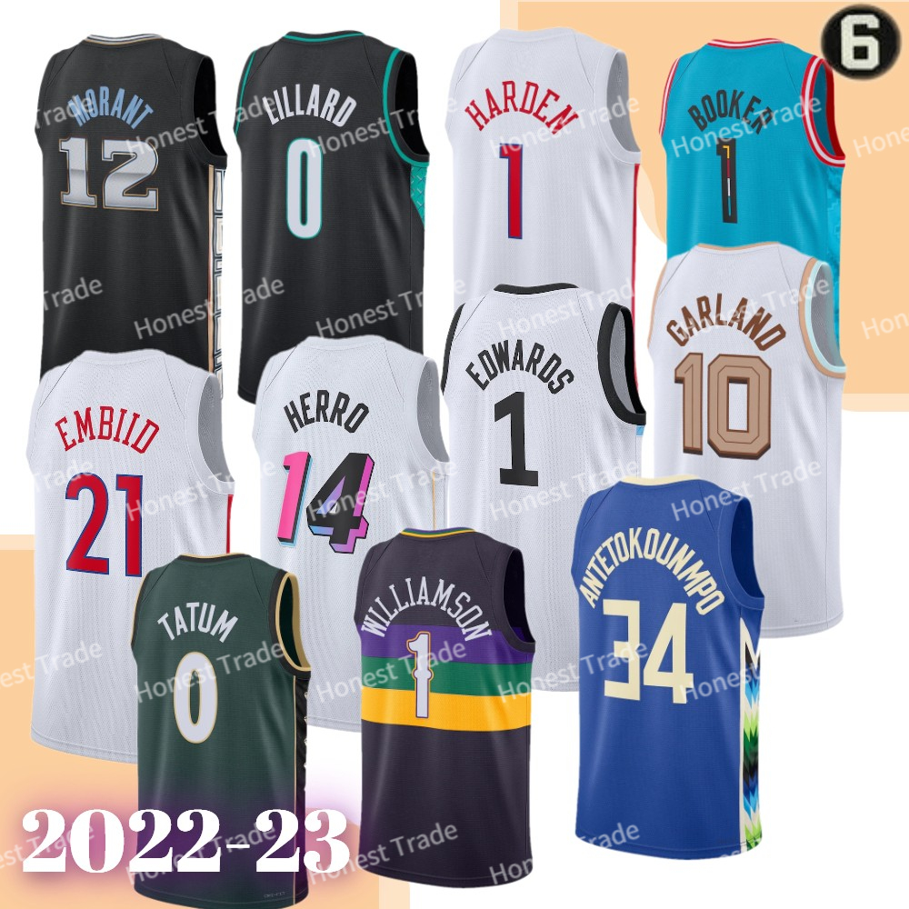 

2022 23 New Basketball Jersey 12 Ja Morant Luka Doncic Darius 10 Garland Booker Damian Harden Tyler Anthony Tatum Mens Jerseys White, Men jersey