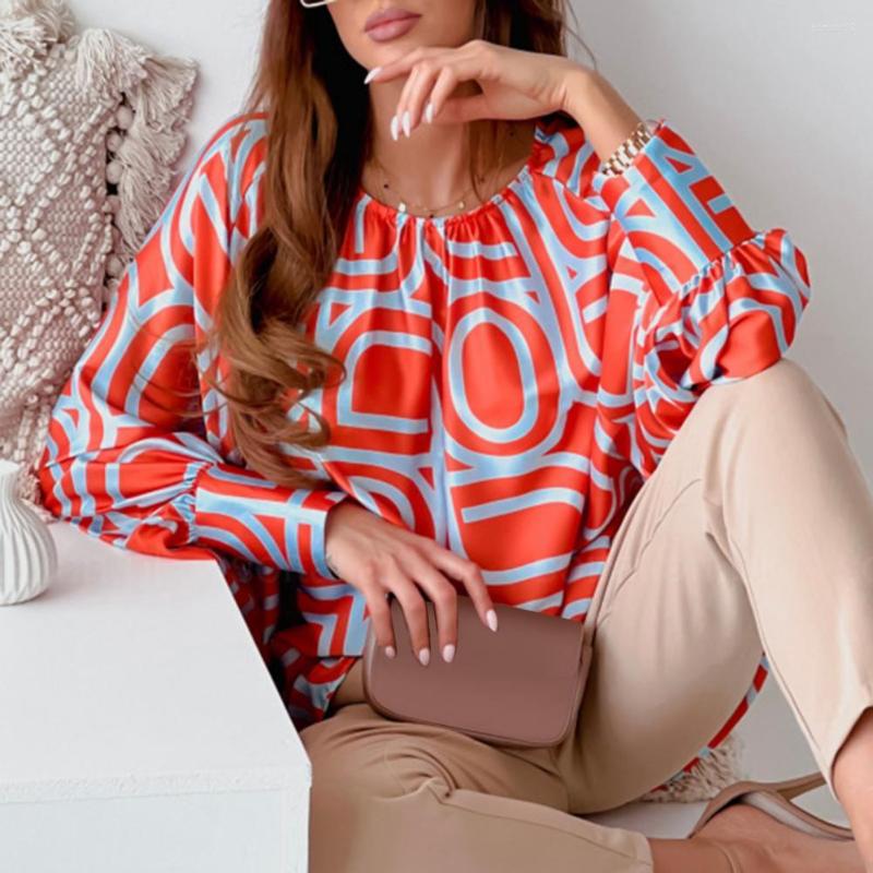 

Women' Blouses Contrast Color O Neck Loose Type Women Tops Full Sleeves Batwing Summer Blouse Elegant Wear-resistant Lady Shirt 2022, Green