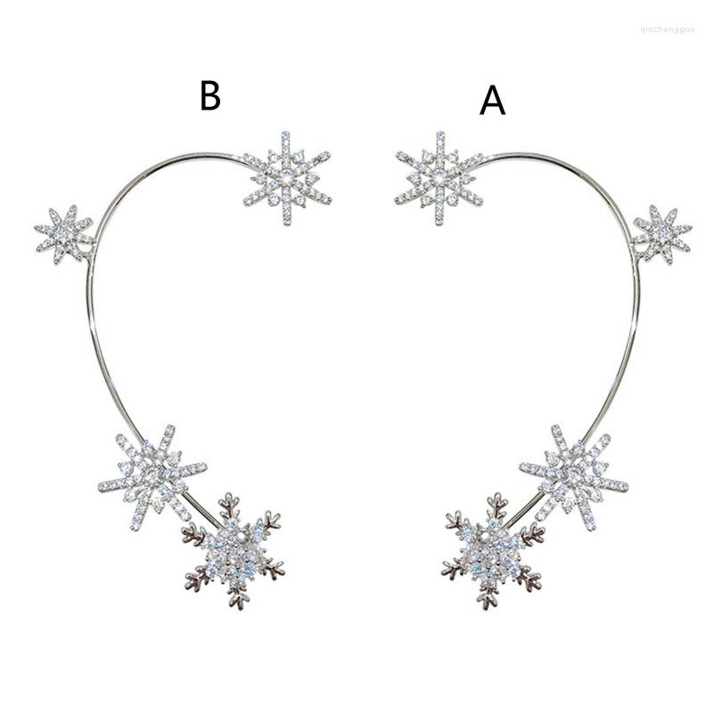 

Backs Earrings Douyin With The Same Snowflake Ear Hanging Without Hole Bone Clip Female Niche Design Sense All-match