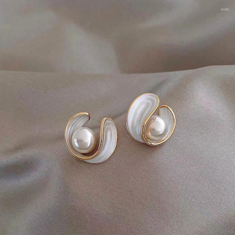 

Stud Earrings Uilz Design Exquisite Geometric Enamel Pearl Earring Jewelry Party Luxury Ear Accessories For Women Unusual 2022