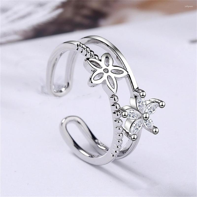 

Wedding Rings SHQIYAYI Stainless Steel Hollow Cubic Zirconia Princess Flower Lady Accessories Anniversary Gift Charm Party 340