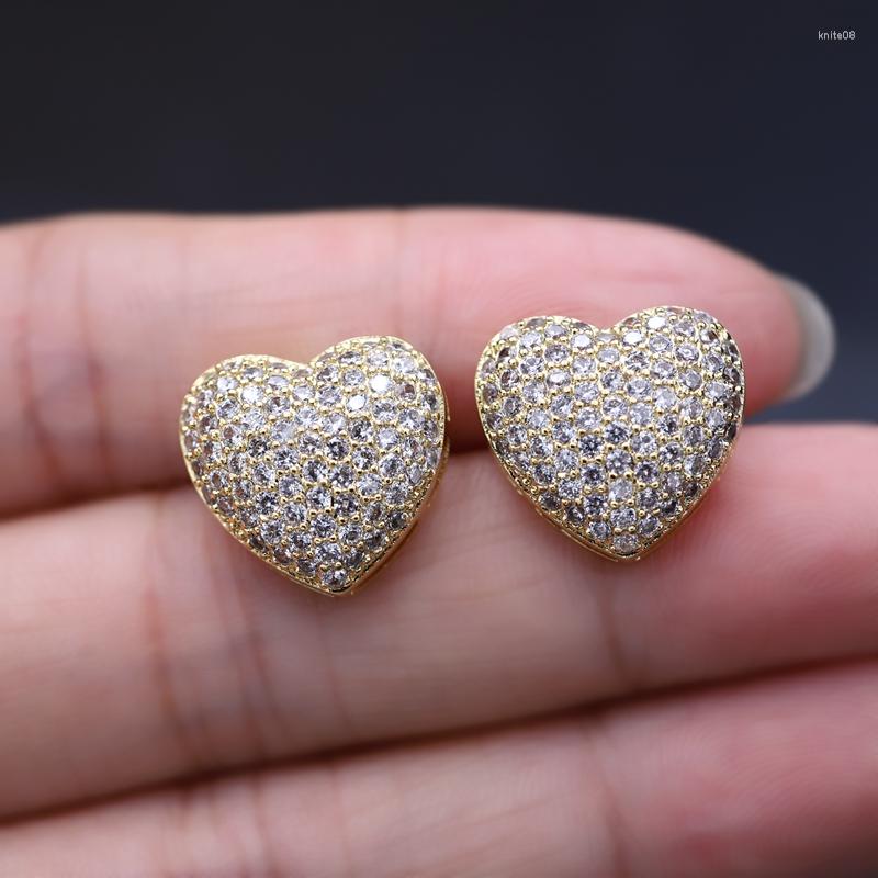 

Stud Earrings Luxury Love Heart Shape For Women Pave Micro Cubic Zirconia Stone Bling Gold Color Earring Wedding Fashion Jewelry