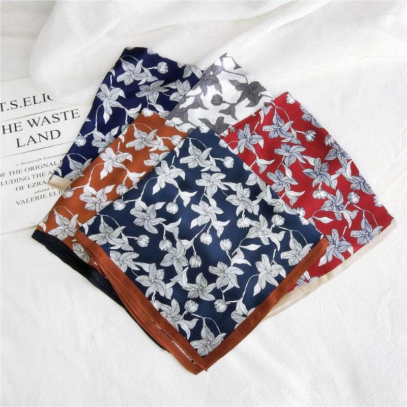 

Scarves Elegant Handkerchief Pure Silk Scarf For Women Bandana Head Small Hijab Scarfs Female 53 53CM Square Headband Hair 2022