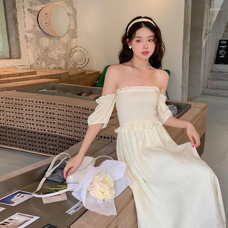 

Party Dresses ILARES Korean Fashion Off Shoulder Dress Elegant For Women 2022 Robe Y2k Clothes Evening Woman Sexy Long Vintage, Green