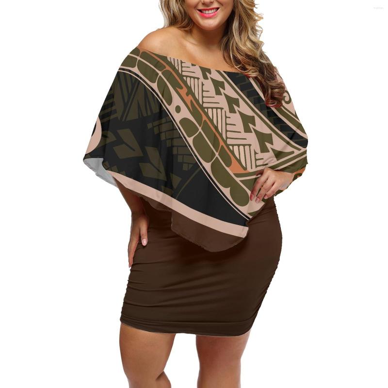 

Casual Dresses Selling Fashion Off-The-Shoulder Dress Summer Sexy Comfortable Half Sleeve Office Mini Samoan Ethnic Print Women, Zsn221104013x11