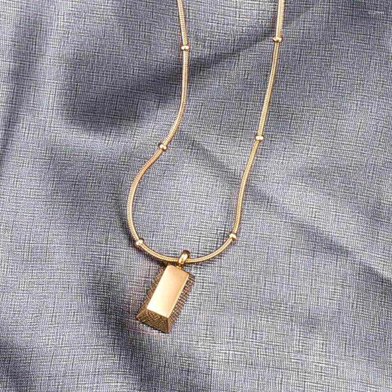 

Pendant Necklaces YUN RUO 2022 18 K Gold Bar Necklace Choker Fashion Sexy Titanium Stainless Steel Jewelry Woman Accessory Not Fade