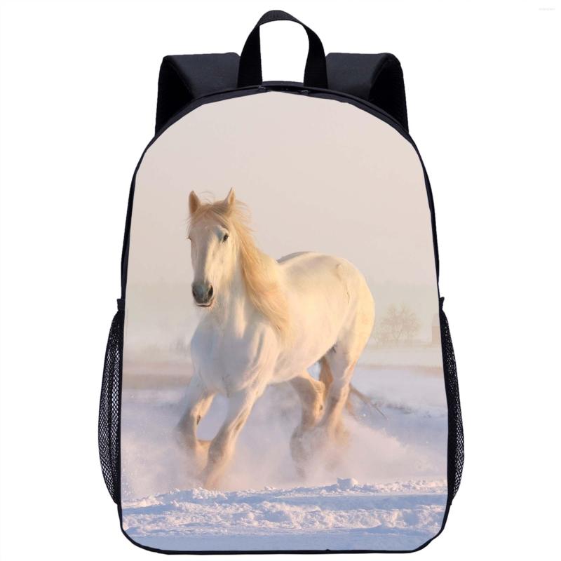 

School Bags Horse Backpack Children's Kids Cool Animal 3D Print Travel Laptop Bag 17in Season Gift For Girls Boys