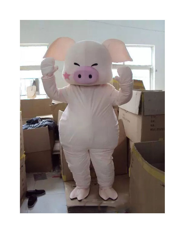 

High quality red star pig Fancy Dress Cartoon Adult Animal Mascot Costume, As pic
