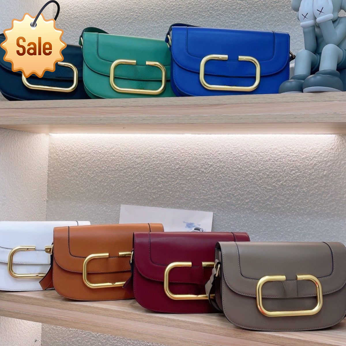 Sacs à bandouliers de concepteur de luxe 2023 Nouvelle texture féminine en cuir grande lettre V boucle rétro Sildle Single Messenger Sac cadeau c