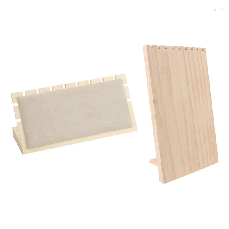 

Jewelry Pouches 2 Pcs Wood Necklace Pendant Display Stand Holder 24 X 8 10.3cm & 15X25X10cm