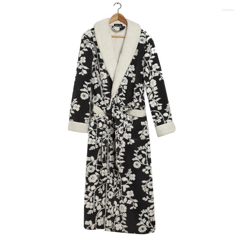 

Men's Sleepwear 3d Flowers Bath Robe For Men Thick Flannel House Kimono Robes Couple Long Terry Bathrobe Winter Warm Lovers Towel Night Gown, Men yellow
