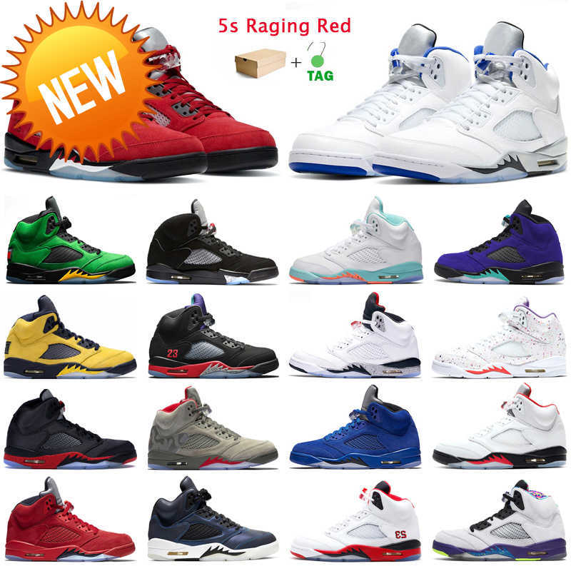

NEW 5s Raging Red Mens Basketball Shoes Jumpman 5 Hyper Royal OG Black Metallic Blue suede White Cement Camo Men Trainers Outdoor Sports
