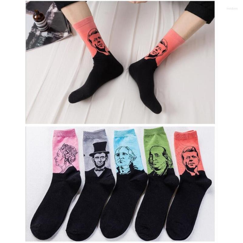 

Men's Socks 2022 Fashion Cotton Funny Personality Art Oil Painting Head Stockings Harajuku Tide Brand Men