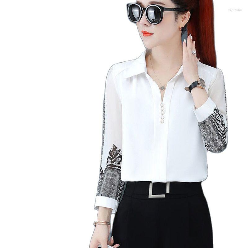 

Women's Blouses Sleeve Chiffon Women's Shirt 2022 Summer Clothes Fashion Chic Loose Jacket Female Cover Belly Small Top, White
