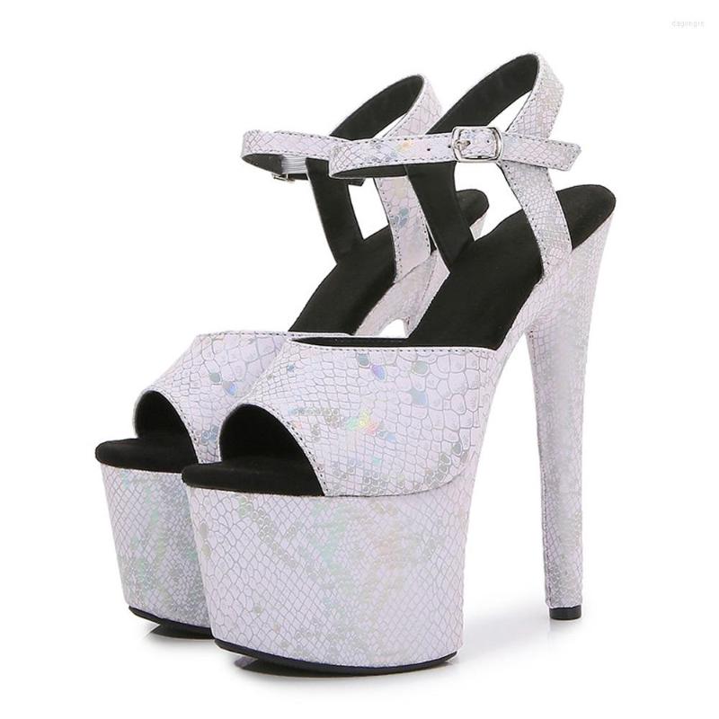 

Sandals Peep Toe 17 CM High Heels Style Sexy Pole Dance Shoes Stripper Models Party Show Stage Platform Concise Women, Color 3