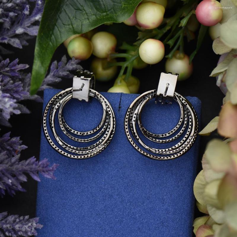 

Dangle Earrings Fashion Luxury Twist Circle For Women Wedding Cubic Zircon Crystal CZ Dubai Bridal Earring Jewelry E-08