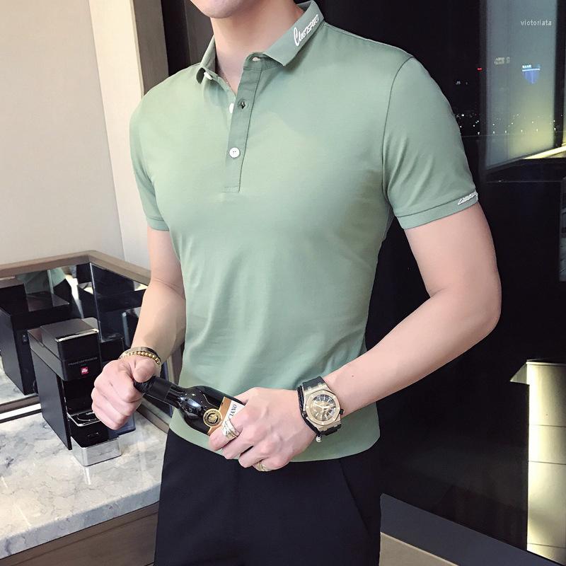 

Men's Polos Casual Fashion Polo Shirt Men Solid Slim Fit Short Sleeve Summer Shirts Anti-Pilling Para Hombre, Beige