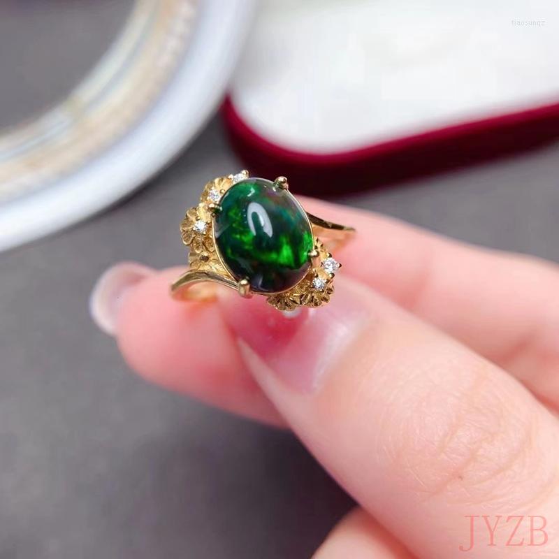 

Cluster Rings Colored Jewelry Dyed Black Opal Ring 8mm 10mm Natural Silver 925 For Women
