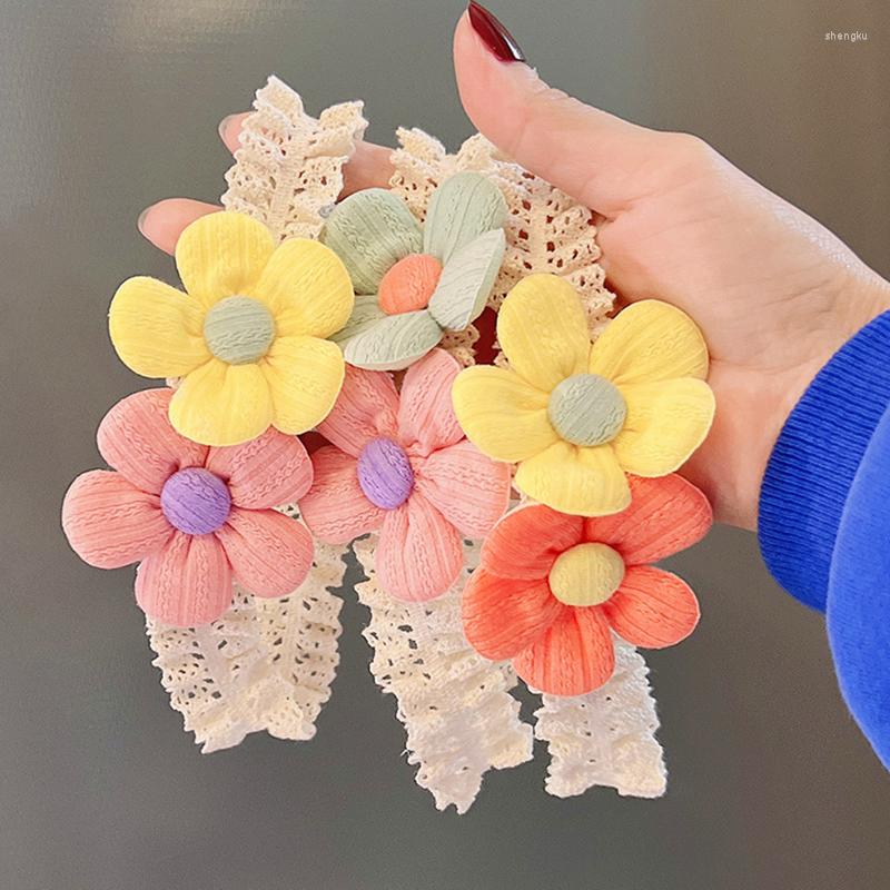 

Hair Accessories Baby Girls Headband Kid Flower For Children Soft Elastic Lace Turban Lovely Hairband Born Po Props, Yellow