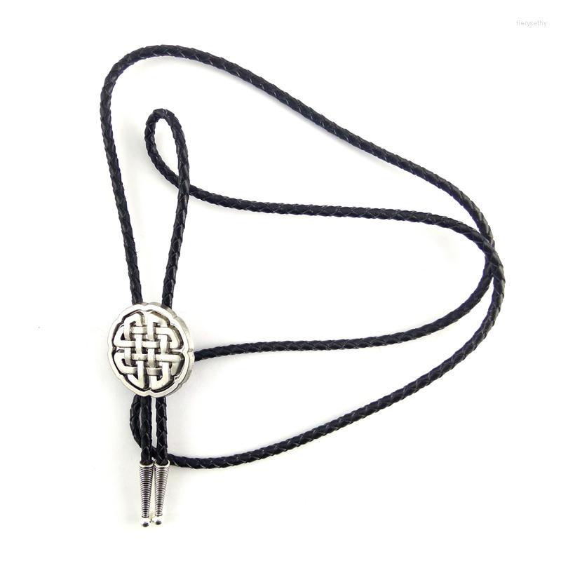 

Bow Ties 5 PCS Wholesale Lots Black Leather Celtic Knot Style Bolo Tie With Metal Buckle Adjustable Cowboy Male Accessories
