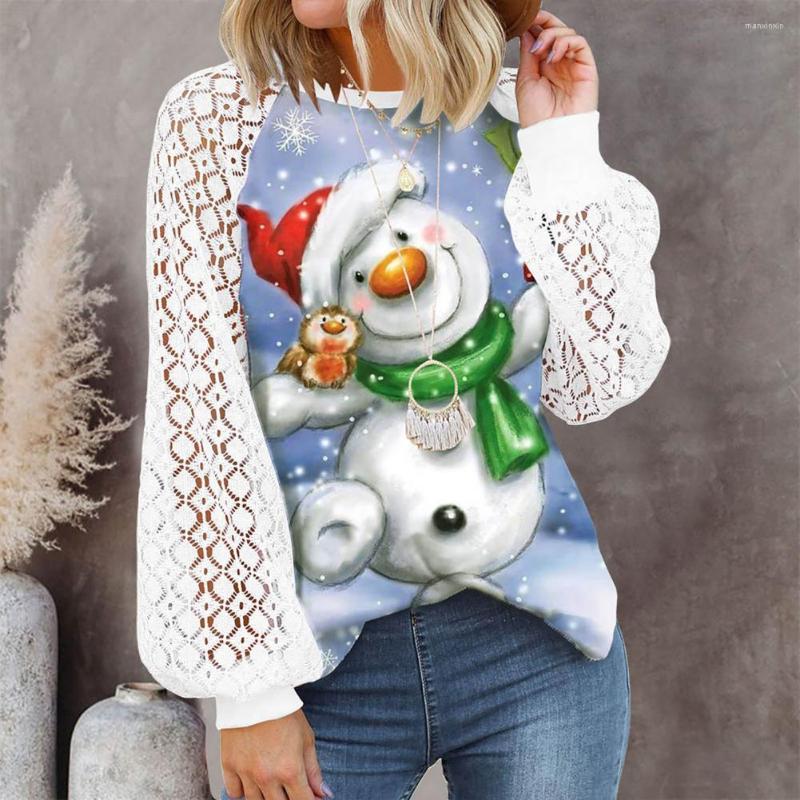 

Women's Blouses Trendy Christmas Top Year Pullover Hollow Out Tree Lady Xmas T-shirt Women Create Atmosphere, Blue
