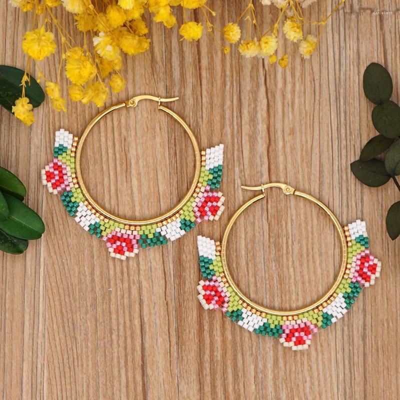 

Hoop Earrings Go2Boho Beaded Ear Ring Women Jewelry Boho Stainless Steel Native Miyuki Flower 2022 Trendy Jewellery