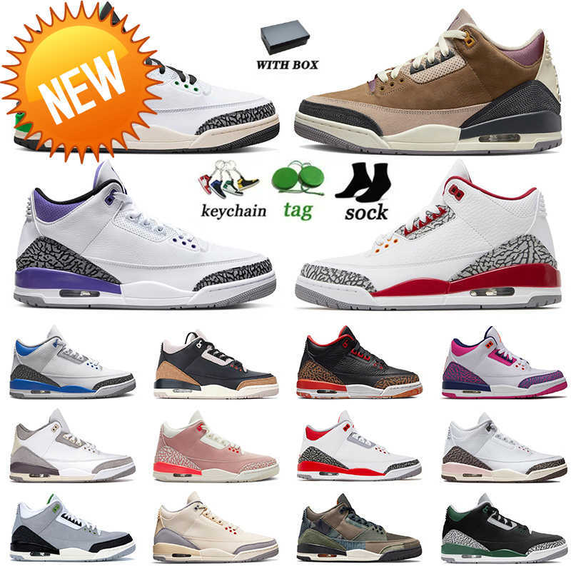 

NEW High Qualitys 3s Basketball Shoes With Box for Men Women Jumpman 3 Archaeo Brown Fire Cardinal Red Rust Pink Dark Mocha Pine Green, C18 36-47 dark iris