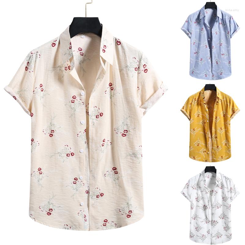 

Men' Casual Shirts CY59 Floral Grass Printing Fashion Beach Short Sleeve Shirt Men Summer 2022 Quality Cotton Linen Skin-Friendly Chemise, Picture shown