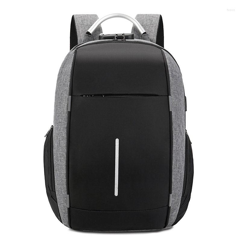 

Backpack Anti Theft USB Charging Laptop Men Large Capacity Travel Designer Bag Pack Many Departments Waterproof School Bags, Black