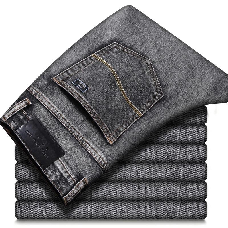 

Men's Jeans 2022 Spring Summer Classic Grey Elastic Stretch-fit Thin Business Casual Style Men, Blue