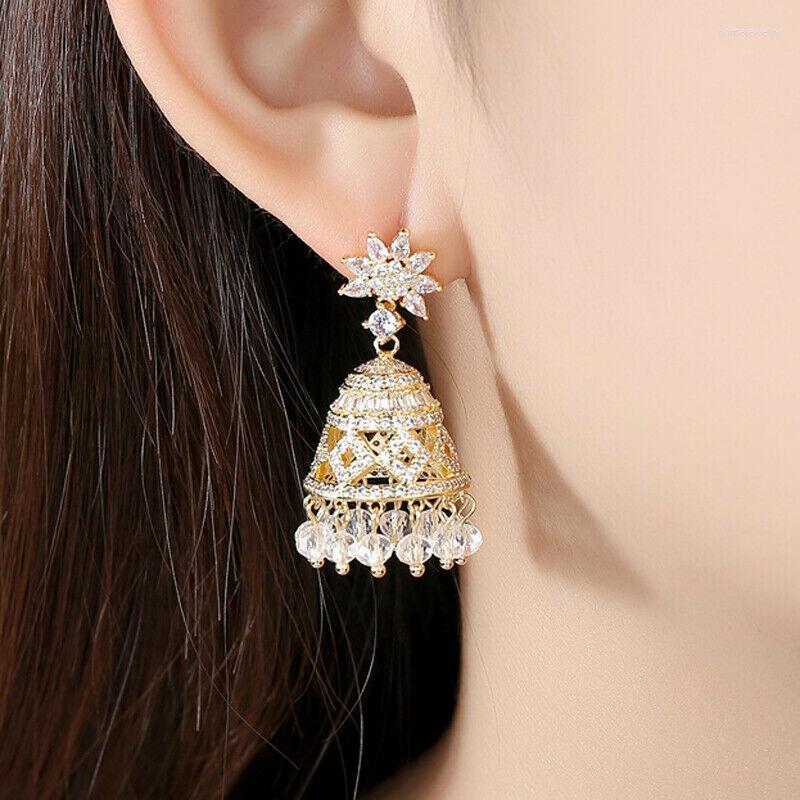 

Dangle Earrings Jhumka Ethnic Tribal Small Bell Drop Earring Cubic Zircon Fashion Jewelry Gypsy Jhumki Beads Tassel Wedding