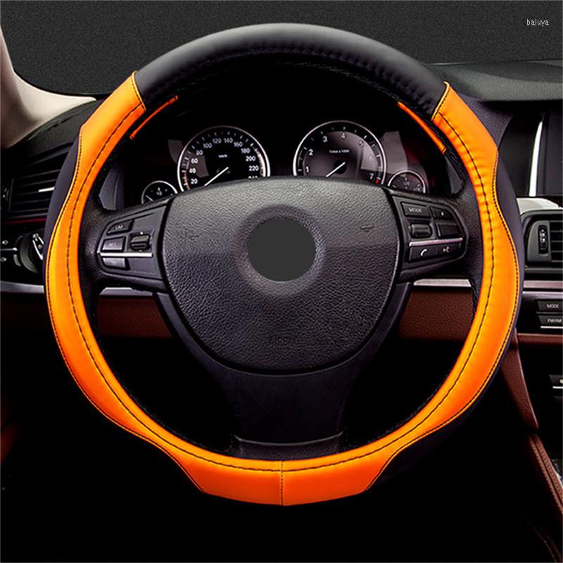 

Steering Wheel Covers Car 38 Cm Leather Hand-stitched PU Cover Fit For Most Interior Accessories Styling