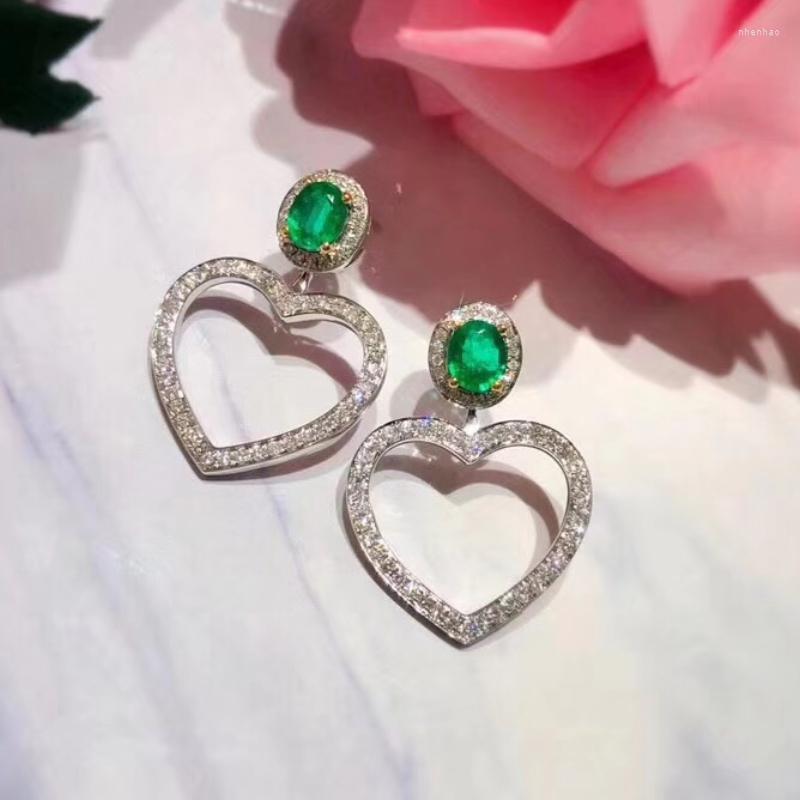 

Dangle Earrings Natural Emerald Colombian Gemstones 925 Silver For Women