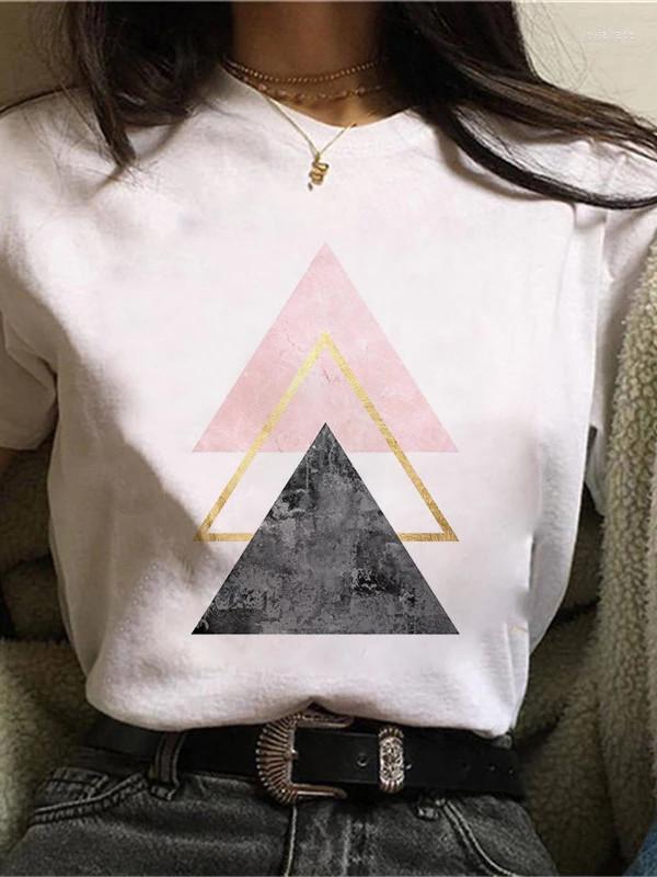 

Women's T Shirts Summer Beautiful Geometry Cute Print Ladies T-shirt Casual Basis O-collar White Shirt Short Sleeve Drop Ship, P9042-7