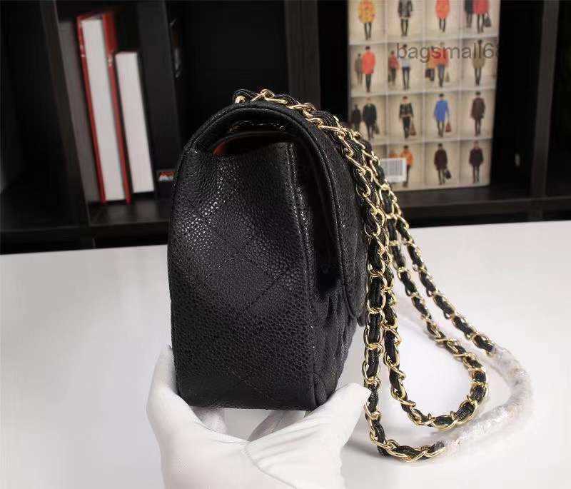 

Original tote bag Designer Luxury Handbags Purses Classic Flip Bag Women Brand Totes Genuine Leather Shoulder Bags 25cm chain crossbody bagsmall68, Black caviar / golden chain