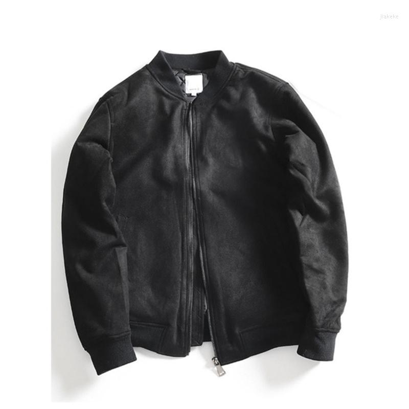 

Men' Jackets 2022 Men' High Quality Suede Baseball Collar Casual Jacket Autumn Winter Fashion Handsome Coat Clothes, Black