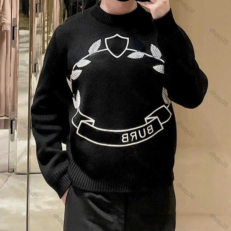 

Bu Sweater Designer Wool Knitwear Chest Letter Embroidery Round Neck Pullover Winter Warm Jacquard Sweatshirt Men' and Women' Casual Shirt Long Sleeve t shirt, Black