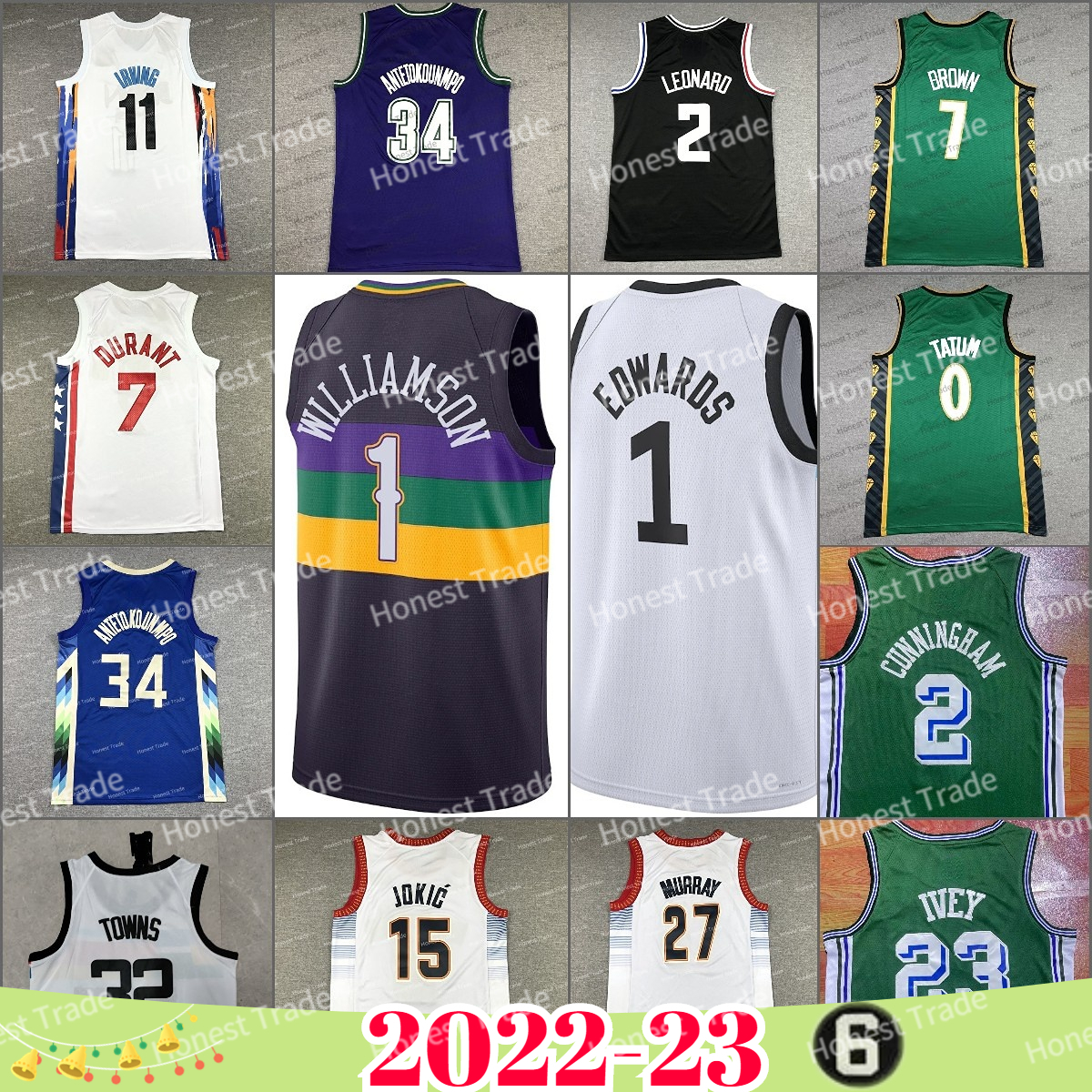 

New Basketball Jaden Ivey Jersey 11 Kyrie Irving Karl-Anthony Edwards Kawhi Cade Cunningham Towns Durant 7 Leonard Tatum Mens Jerseys Stitched White Green, Men jersey