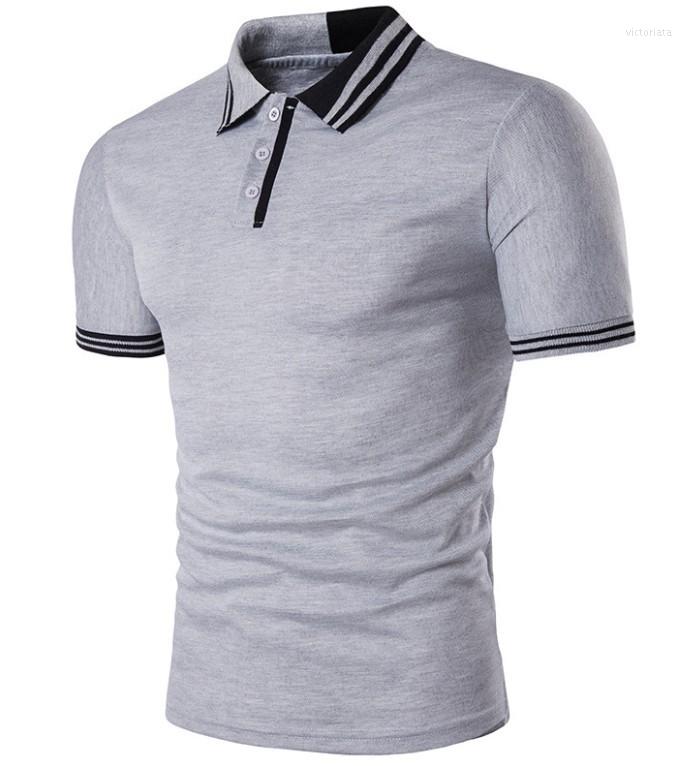 

Men' Polos Casual Solid Polo Shirt Men Patchwork Cotton Short Sleeve Summer Shirts Slim Fit Anti-Pilling Para Hombre, Red