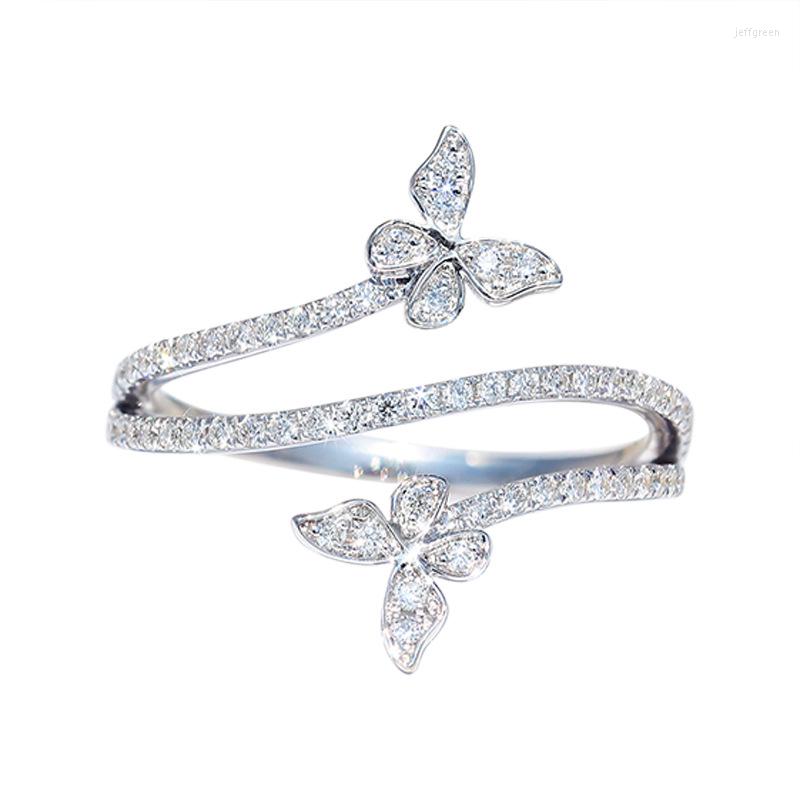 

Wedding Rings Cute Double Butterfly For Women Thin Silver Color Cubic Zirconia Bands Ring 2022 Korea Fahsion Jewelry