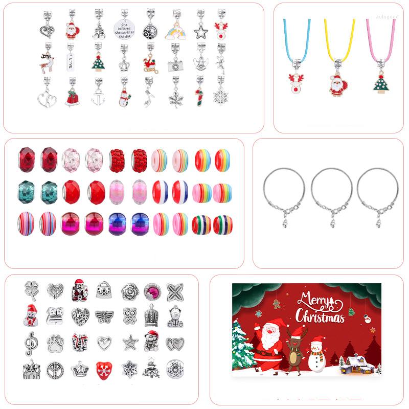 

Strand Children's Personalized Handmade DIY Santa Charm Beads Bracelet Jewelry Set 2022 Fashion Christmas Gift For Kids Teens