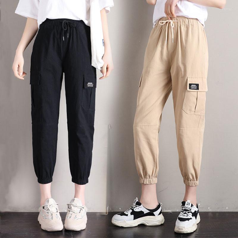

Women' Pants Women High Waist Lace Up Cargo Pant Solid Big Pockets Loose Trouser Hip Hop Streetwear Fashion Sweatpants, Khaki