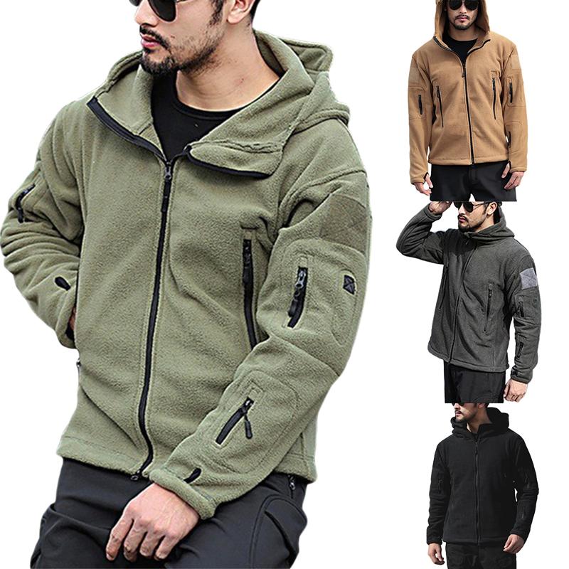 

Men's Jackets Men Coat Fall Winter Autumn Zipper With Pocket Hooded Collar Casual Fleece Solid Color Male Outwear Jacket Sportswear L-4XL