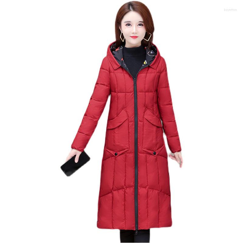 

Women's Down Plus Size Loose Hooded Medium Long Overcoat Women Winter Jacket 2022 Ladies Slim Thick Warm Two-sided Coat G645, Black