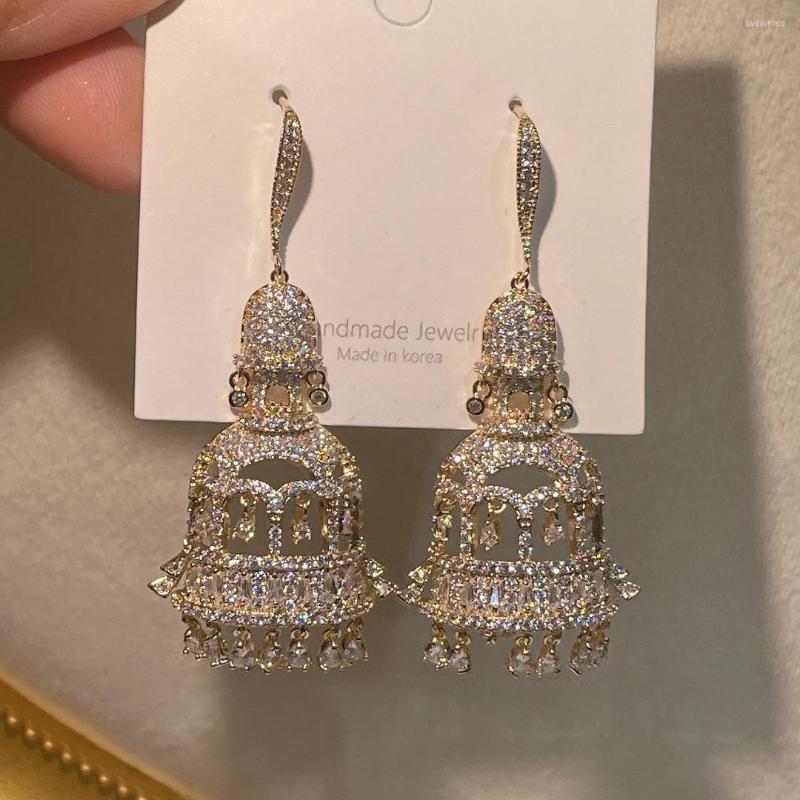 

Dangle Earrings Fashion Micro Pave Cubic Zirconia Stone Water Drop Luxury Geometric Wedding Party For Women Bridal Gift E-1062