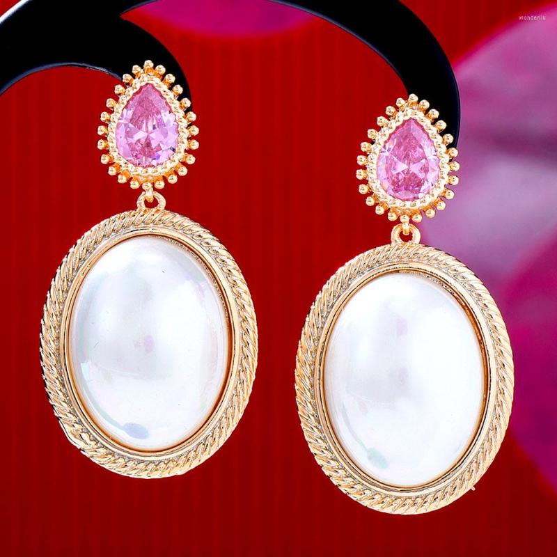 

Dangle Earrings GODKI Office Daily Pearl For Women Wedding Cubic Zirconia Dubai Bridal Costume Jewelry 2022 Summer Party