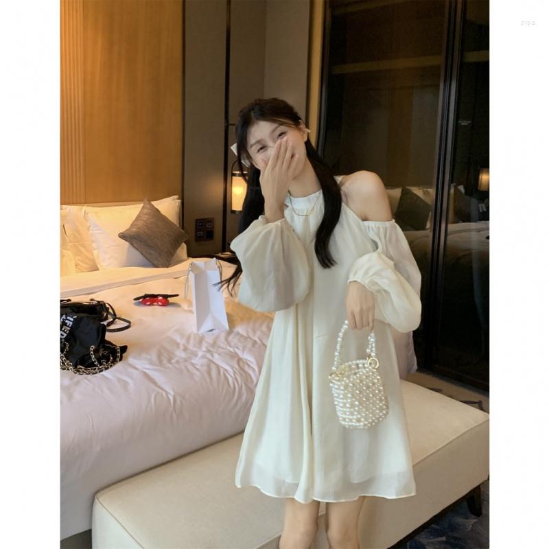 

Women' Polos Women' Summer Design Off Shoulder Long Sleeve Dress, Photo color